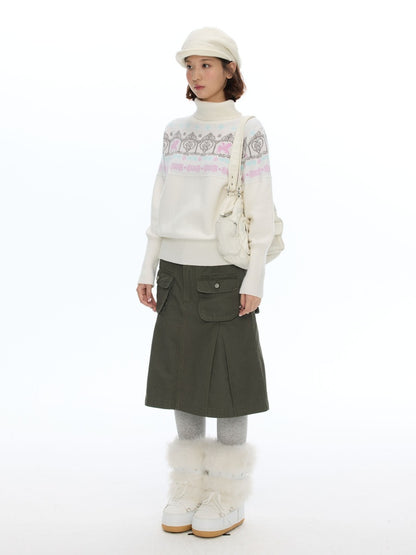 Floral Window Fer Island Jacquard Knit Bat-Sleeve Pullover Soft Sweater【s0000018615】