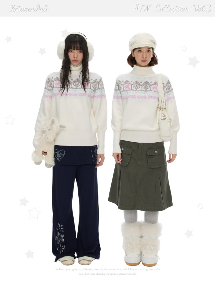 Floral Window Fer Island Jacquard Knit Bat-Sleeve Pullover Soft Sweater【s0000018615】