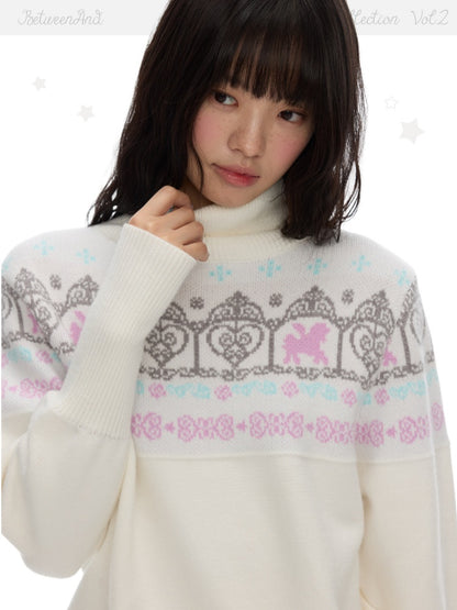 Floral Window Fer Island Jacquard Knit Bat-Sleeve Pullover Soft Sweater【s0000018615】
