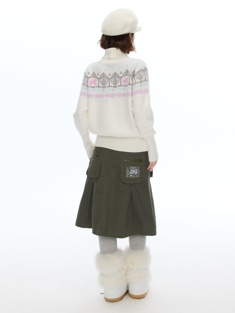 Floral Window Fer Island Jacquard Knit Bat-Sleeve Pullover Soft Sweater【s0000018615】