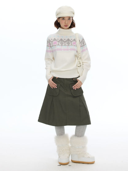 Floral Window Fer Island Jacquard Knit Bat-Sleeve Pullover Soft Sweater【s0000018615】
