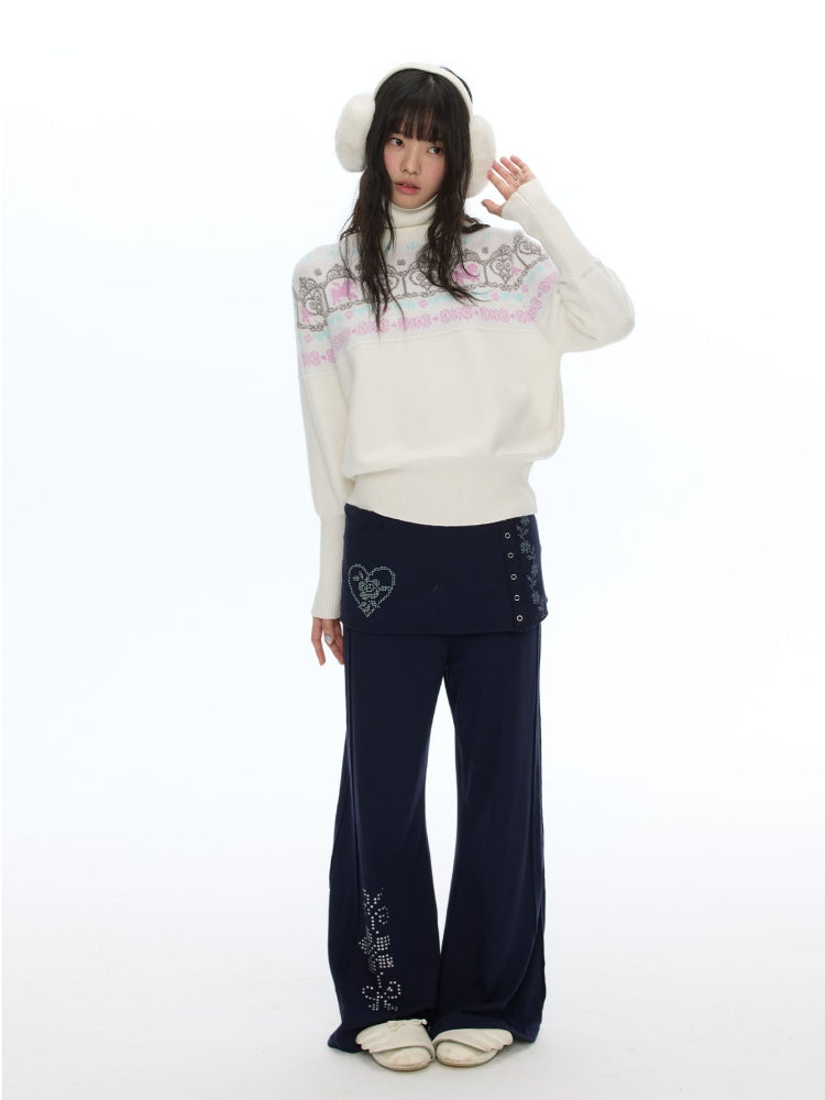 Floral Window Fer Island Jacquard Knit Bat-Sleeve Pullover Soft Sweater【s0000018615】