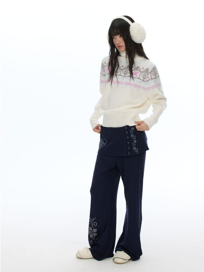 Floral Window Fer Island Jacquard Knit Bat-Sleeve Pullover Soft Sweater【s0000018615】