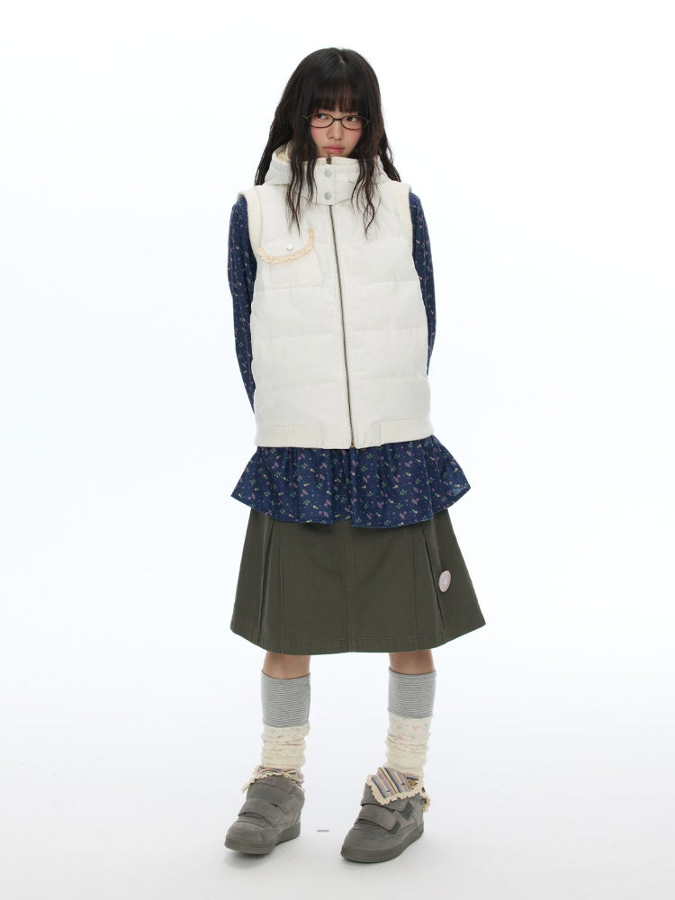 Army Green Pleated A-Line Workwear Midi Skirt【s0000018621】