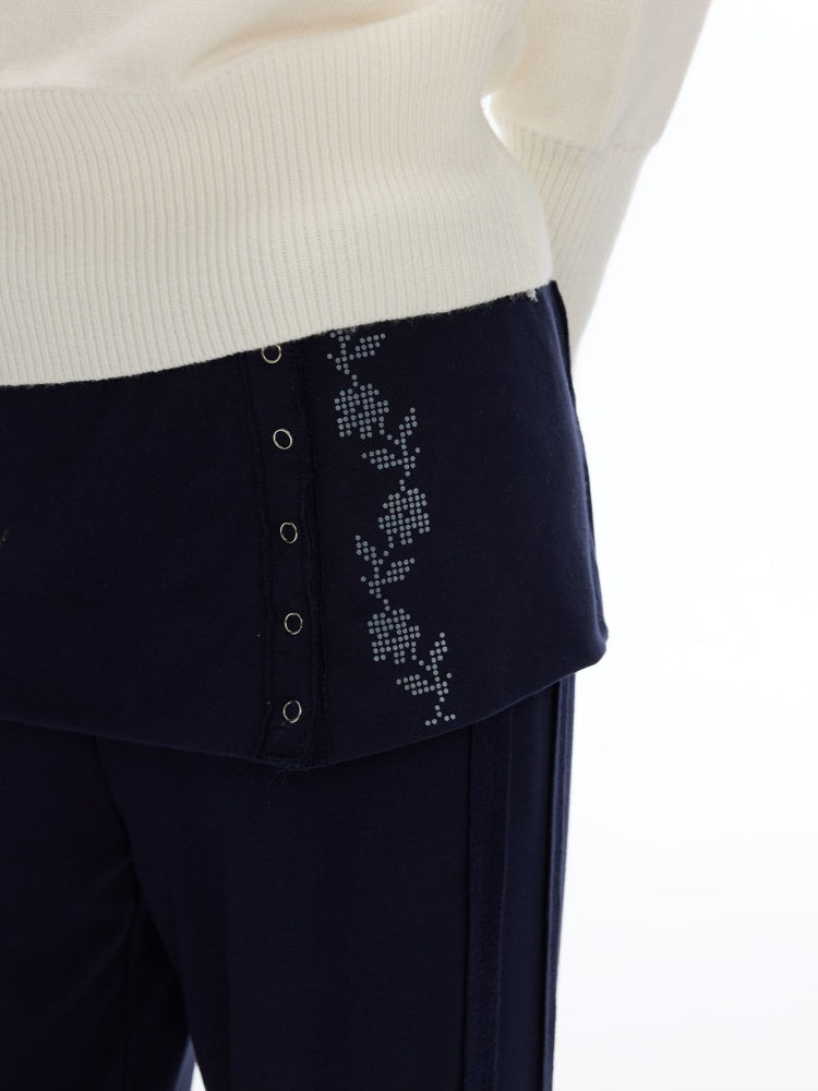 Vintage Rhinestone Faux Two-Piece Skirt Petite Slightly Flared Sweatpants【s0000018622】