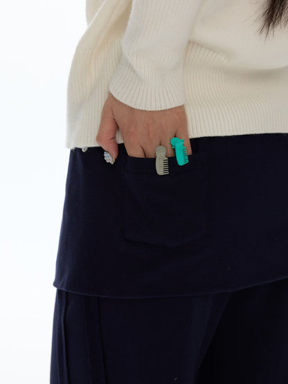 Vintage Rhinestone Faux Two-Piece Skirt Petite Slightly Flared Sweatpants【s0000018622】