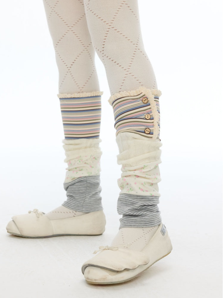 Vintage Patchwork Floral Layering Layered Leg Covers Sock Sleeves【s0000018624】