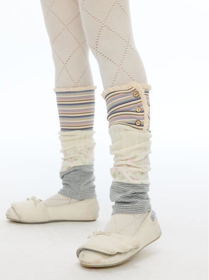 Vintage Patchwork Floral Layering Layered Leg Covers Sock Sleeves【s0000018624】