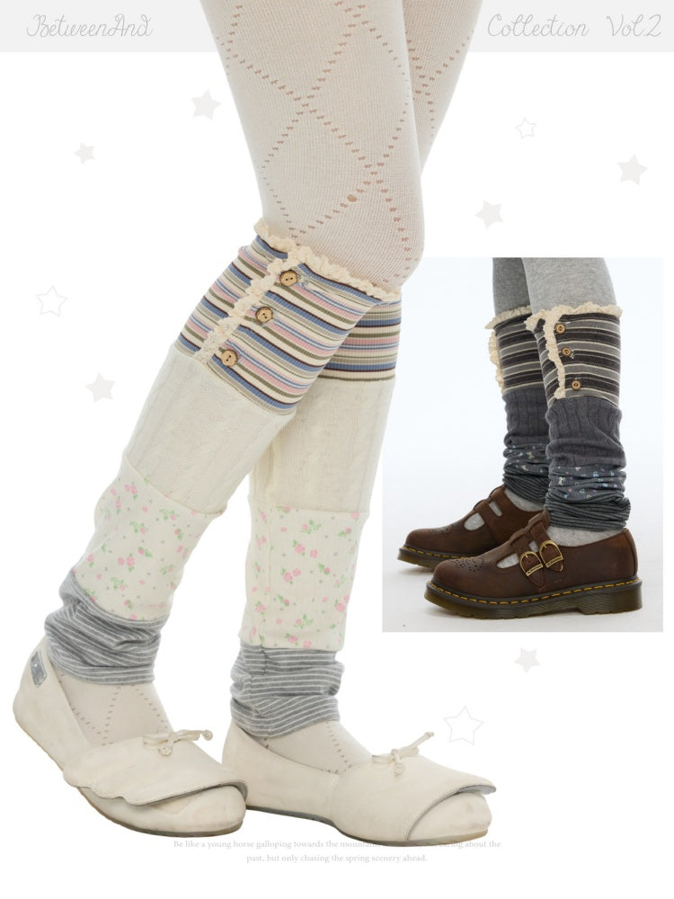 Vintage Patchwork Floral Layering Layered Leg Covers Sock Sleeves【s0000018624】