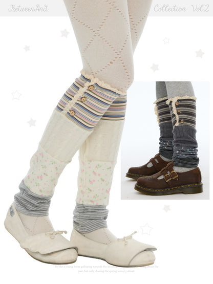 Vintage Patchwork Floral Layering Layered Leg Covers Sock Sleeves【s0000018624】
