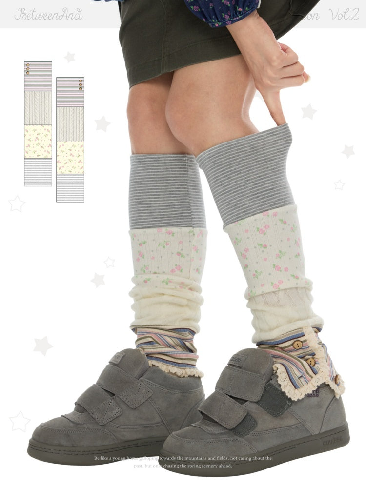 Vintage Patchwork Floral Layering Layered Leg Covers Sock Sleeves【s0000018624】