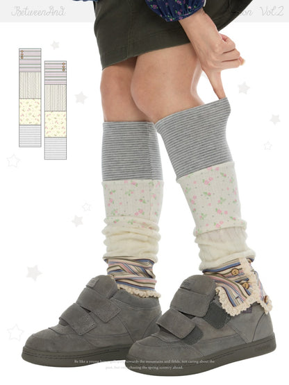 Vintage Patchwork Floral Layering Layered Leg Covers Sock Sleeves【s0000018624】