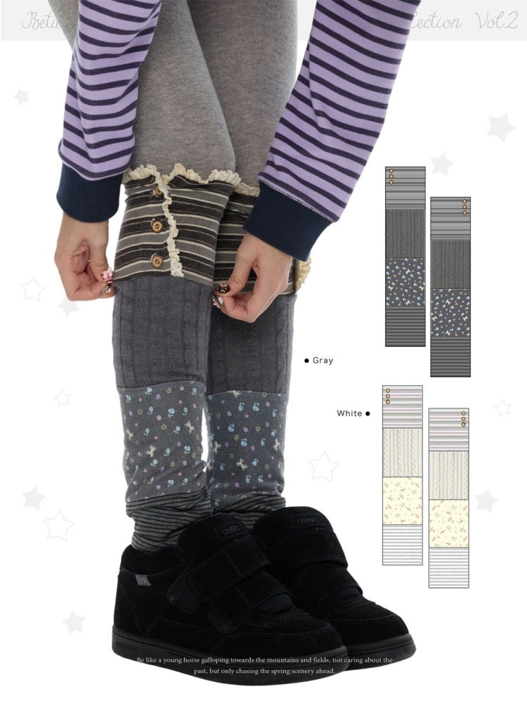 Vintage Patchwork Floral Layering Layered Leg Covers Sock Sleeves【s0000018624】