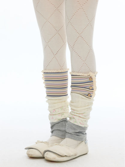 Vintage Patchwork Floral Layering Layered Leg Covers Sock Sleeves【s0000018624】