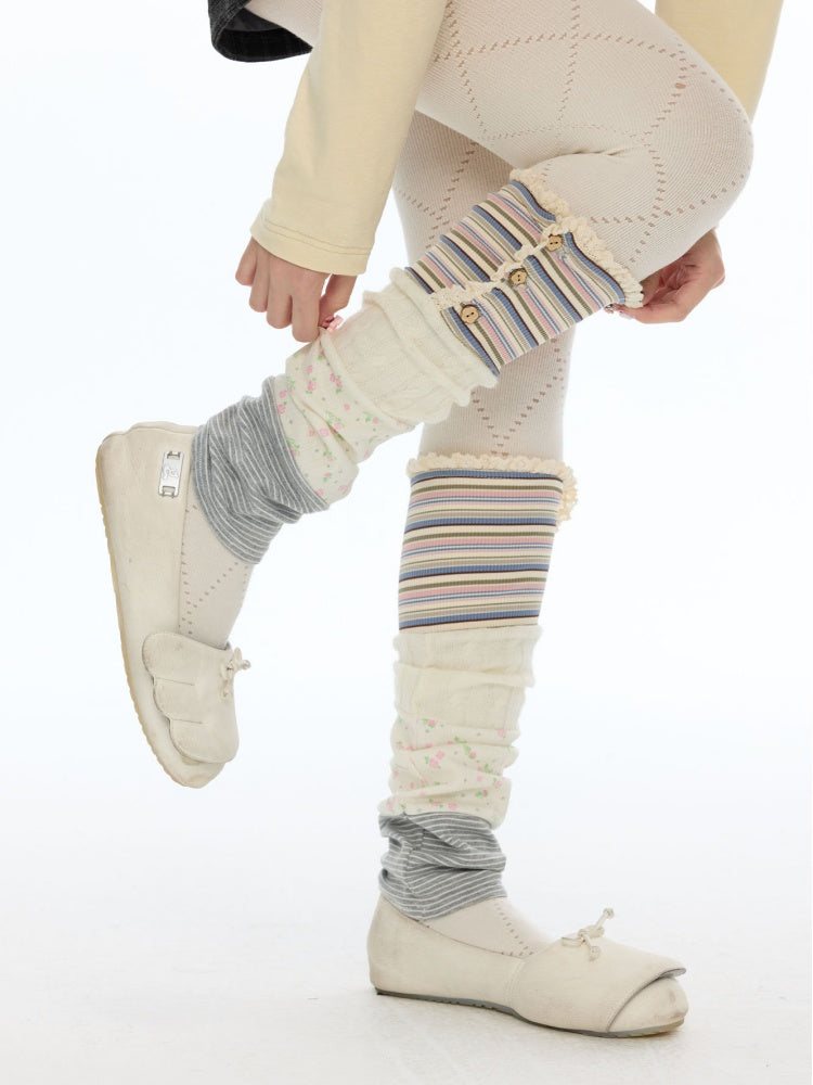 Vintage Patchwork Floral Layering Layered Leg Covers Sock Sleeves【s0000018624】