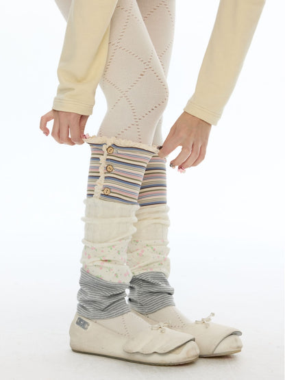 Vintage Patchwork Floral Layering Layered Leg Covers Sock Sleeves【s0000018624】
