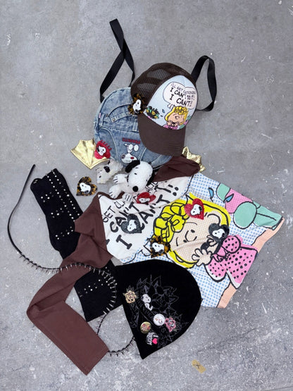 1JINN STUDIO x Snoopy Collaboration Color-Block Comic Print Street Truck Hat【s0000018628】