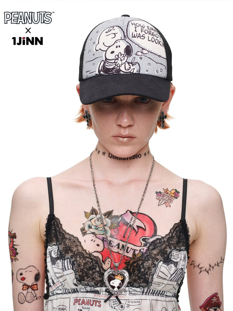 1JINN STUDIO x Snoopy Collaboration Color-Block Comic Print Street Truck Hat【s0000018628】