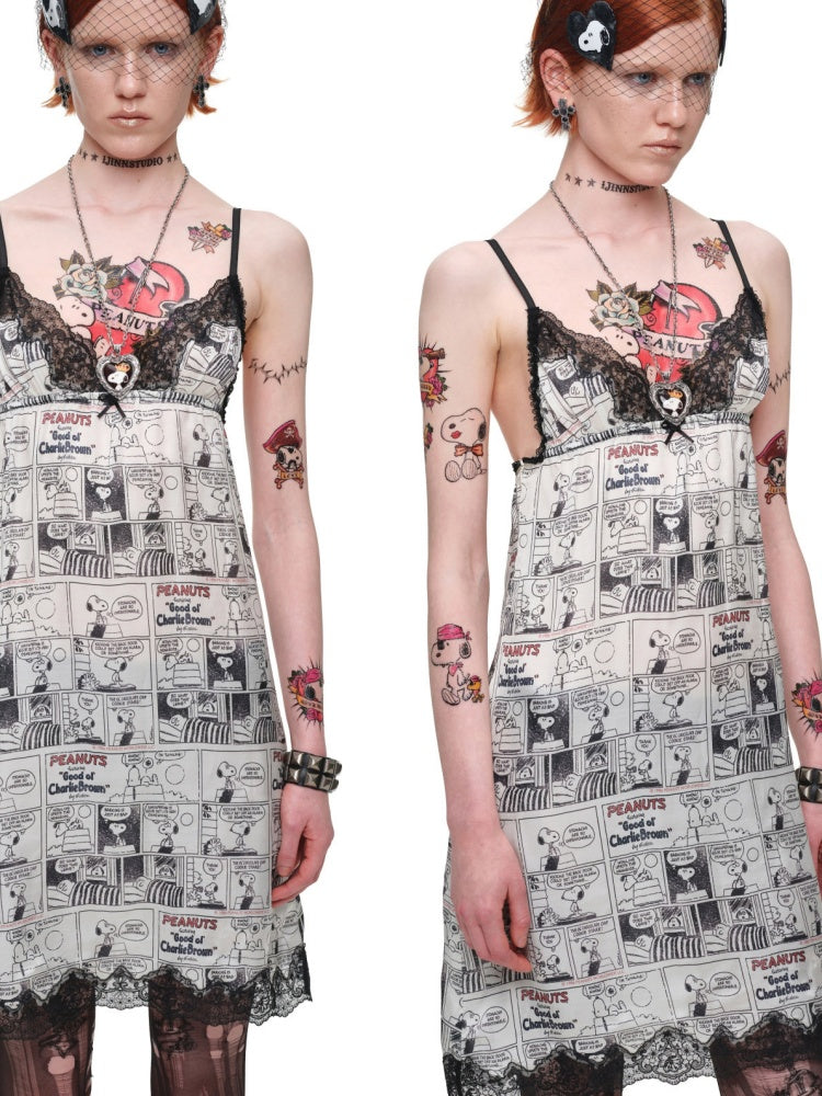 1JINN STUDIO x Snoopy Collaboration Comic Print A-Line Dress【s0000018629】