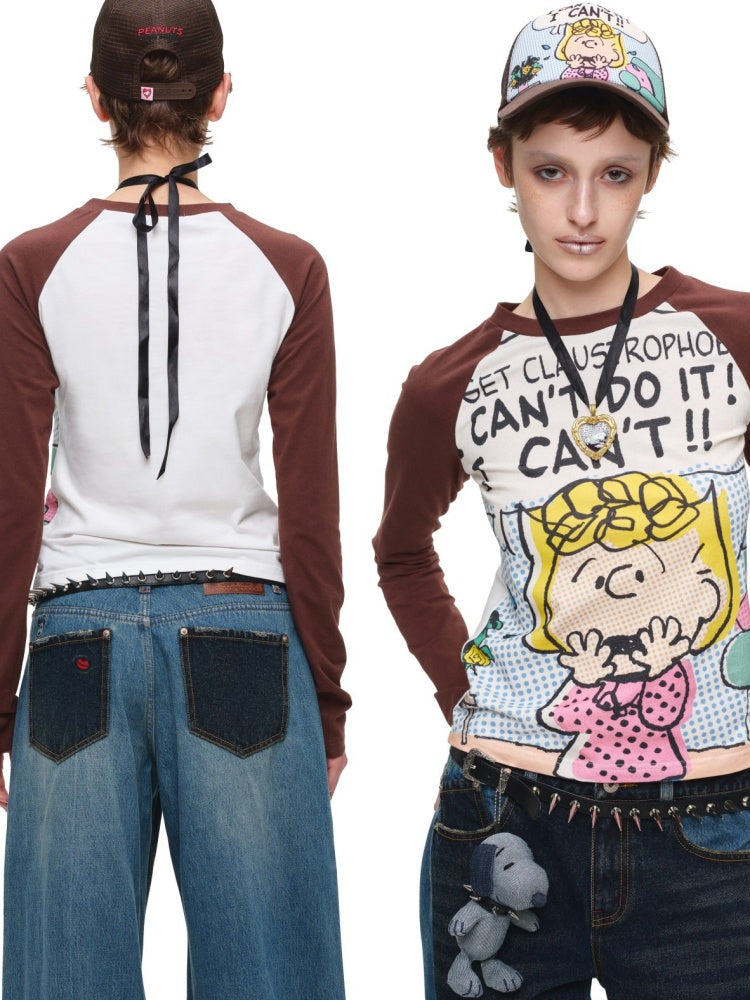 1JINN STUDIO x Snoopy Collaboration Color-Blocking Embroidered Jeans【s0000018631】