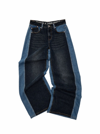 1JINN STUDIO x Snoopy Collaboration Color-Blocking Embroidered Jeans【s0000018631】