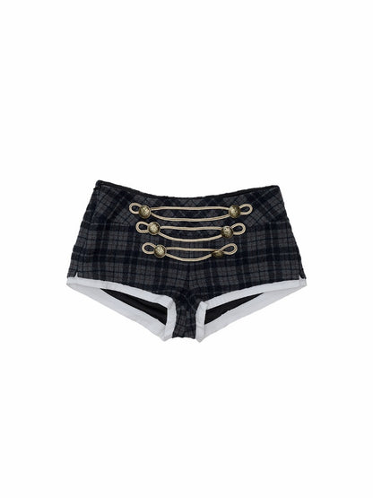 Vintage Napoleon Plaid Patchwork Woolen Ultra Shorts【s0000018633】