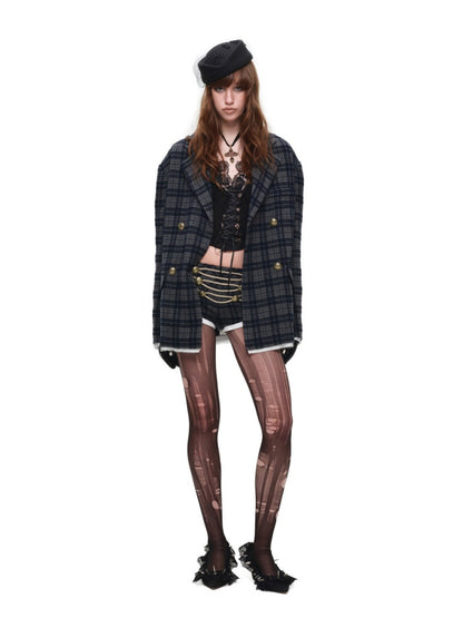 Vintage Napoleon Plaid Patchwork Woolen Ultra Shorts【s0000018633】