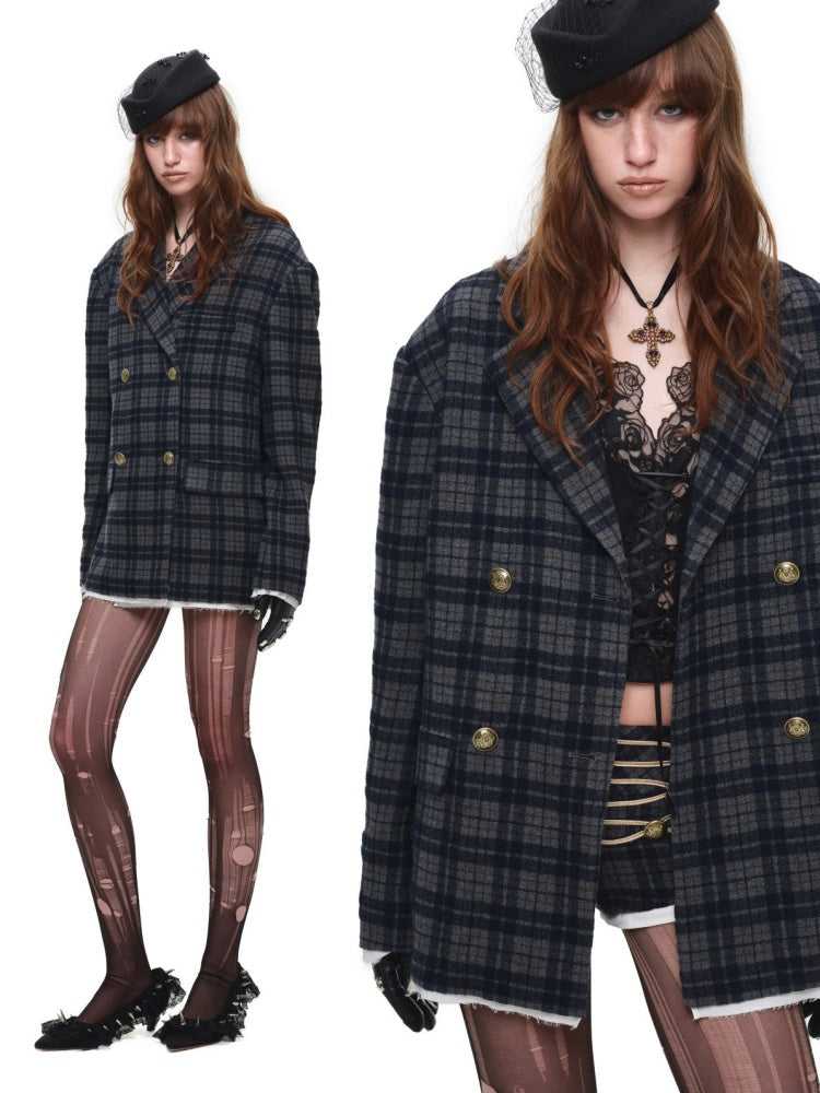 Vintage Napoleon Plaid Patchwork Woolen Ultra Shorts【s0000018633】