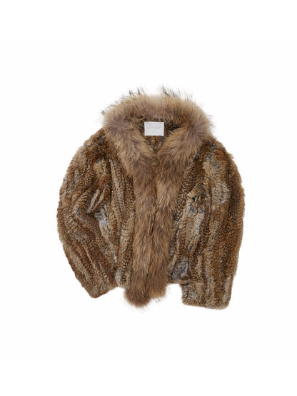 Natural Woven Raccoon Rabbit Fur Collar Coat【s0000018635】