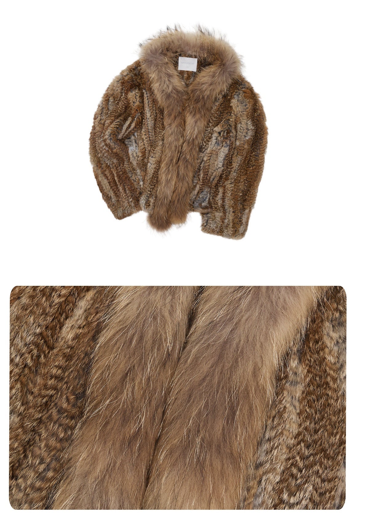 Natural Woven Raccoon Rabbit Fur Collar Coat【s0000018635】