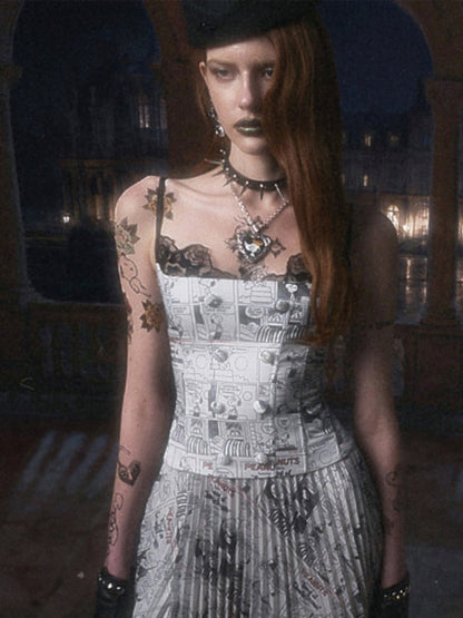 1JINN STUDIO x Snoopy Collaboration Vintage Newspaper Lace Camisole【s0000018636】