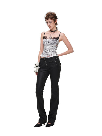 1JINN STUDIO x Snoopy Collaboration Vintage Newspaper Lace Camisole【s0000018636】