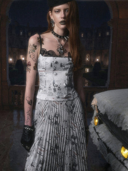 1JINN STUDIO x Snoopy Collaboration Vintage Newspaper Lace Camisole【s0000018636】