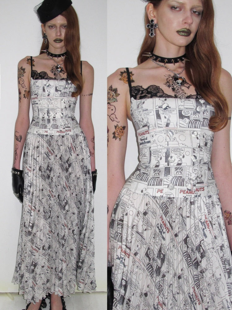 1JINN STUDIO x Snoopy Collaboration Vintage Newspaper Lace Camisole【s0000018636】