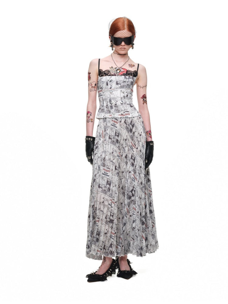 1JINN STUDIO x Snoopy Collaboration Vintage Newspaper Lace Camisole【s0000018636】