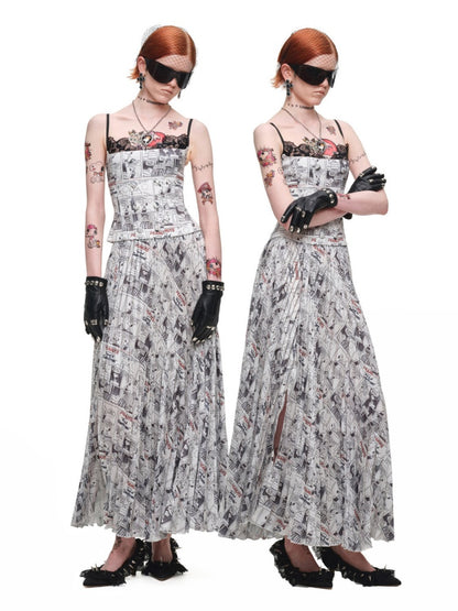 1JINN STUDIO x Snoopy Collaboration Vintage Newspaper Lace Camisole【s0000018636】