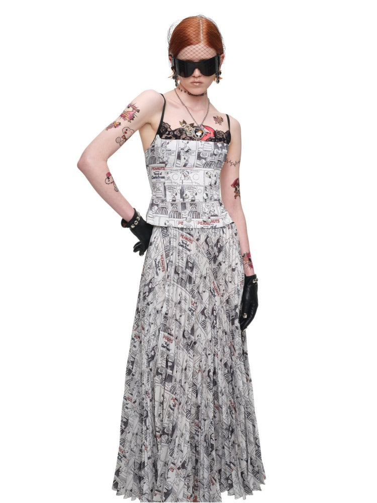 1JINN STUDIO x Snoopy Collaboration Vintage Newspaper Lace Camisole【s0000018636】