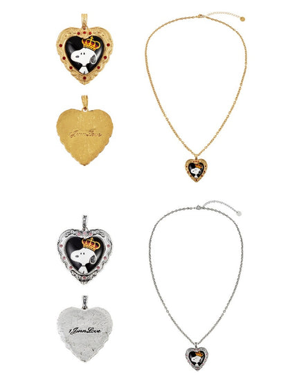 1JINN STUDIO x Snoopy Heart-Shaped Adhesive Photo Frame Metal Necklace【s0000018637】
