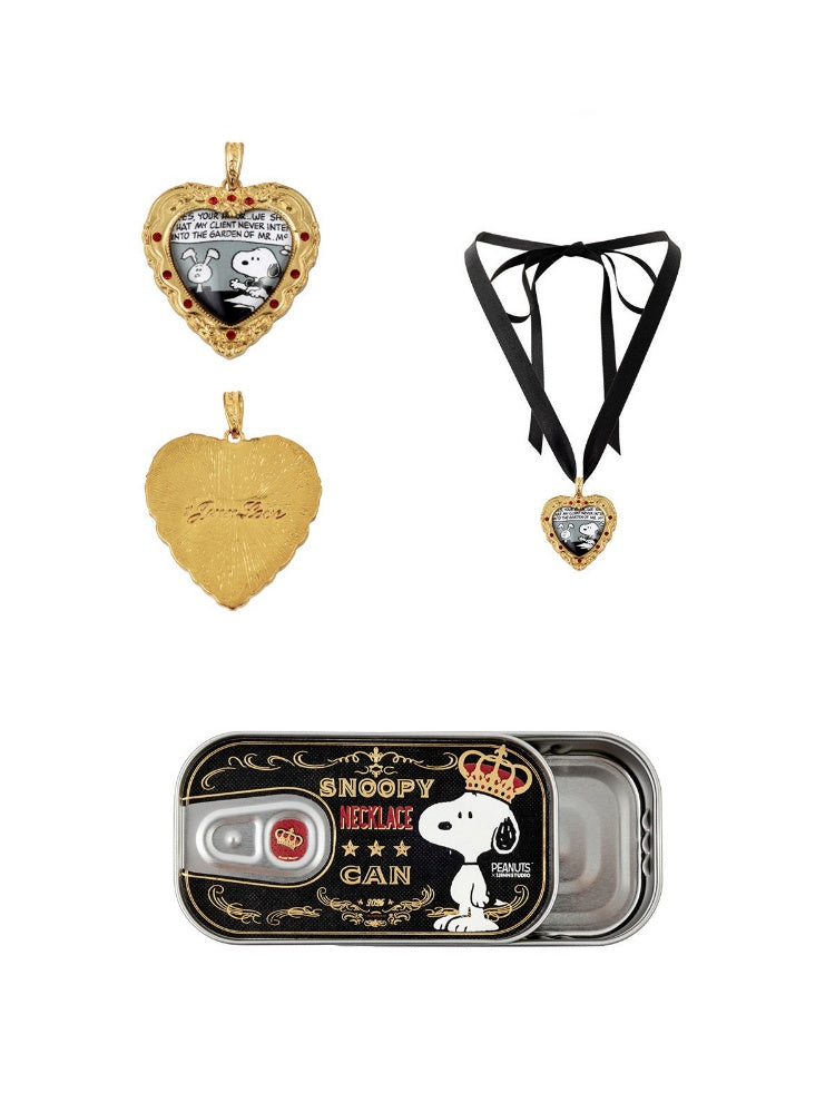 1JINN STUDIO x Snoopy Heart-Shaped Adhesive Photo Frame Metal Necklace【s0000018637】