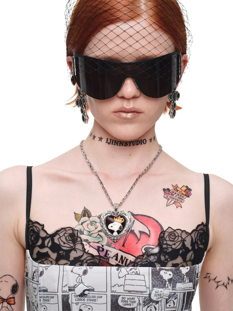1JINN STUDIO x Snoopy Heart-Shaped Adhesive Photo Frame Metal Necklace【s0000018637】