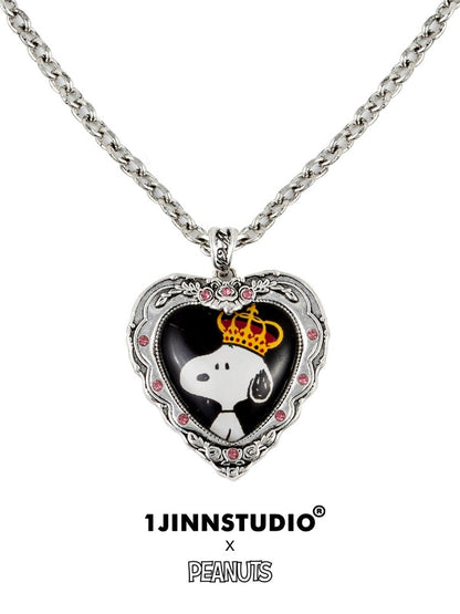 1JINN STUDIO x Snoopy Heart-Shaped Adhesive Photo Frame Metal Necklace【s0000018637】