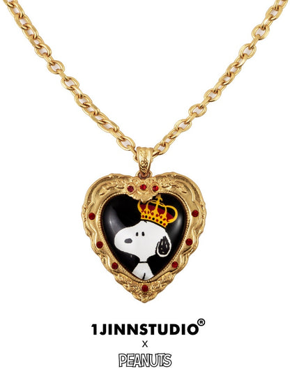 1JINN STUDIO x Snoopy Heart-Shaped Adhesive Photo Frame Metal Necklace【s0000018637】