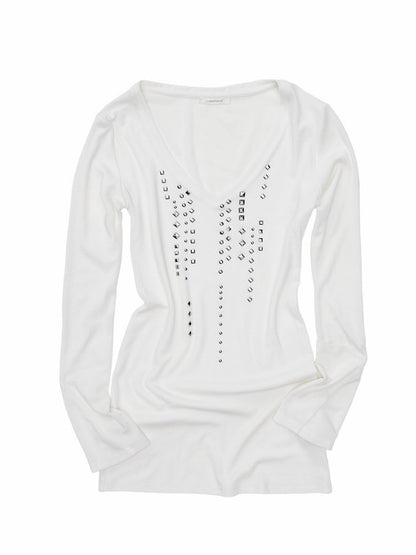 Riveted Rhinestone Slim Mid-Length Knit Base Layer【s0000018638】
