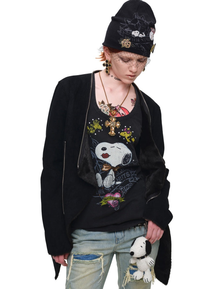 Fur Large Collar Mid-Length Diagonal Coat【s0000018639】