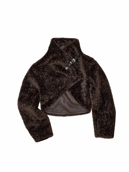 Retro Leopard Print Shorts Belted Long-Sleeve Fur Jacket【s0000018640】