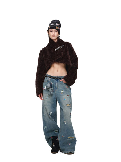 Retro Leopard Print Shorts Belted Long-Sleeve Fur Jacket【s0000018640】