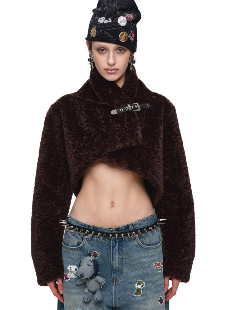 Retro Leopard Print Shorts Belted Long-Sleeve Fur Jacket【s0000018640】