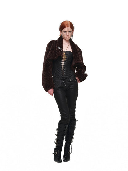Retro Leopard Print Shorts Belted Long-Sleeve Fur Jacket【s0000018640】