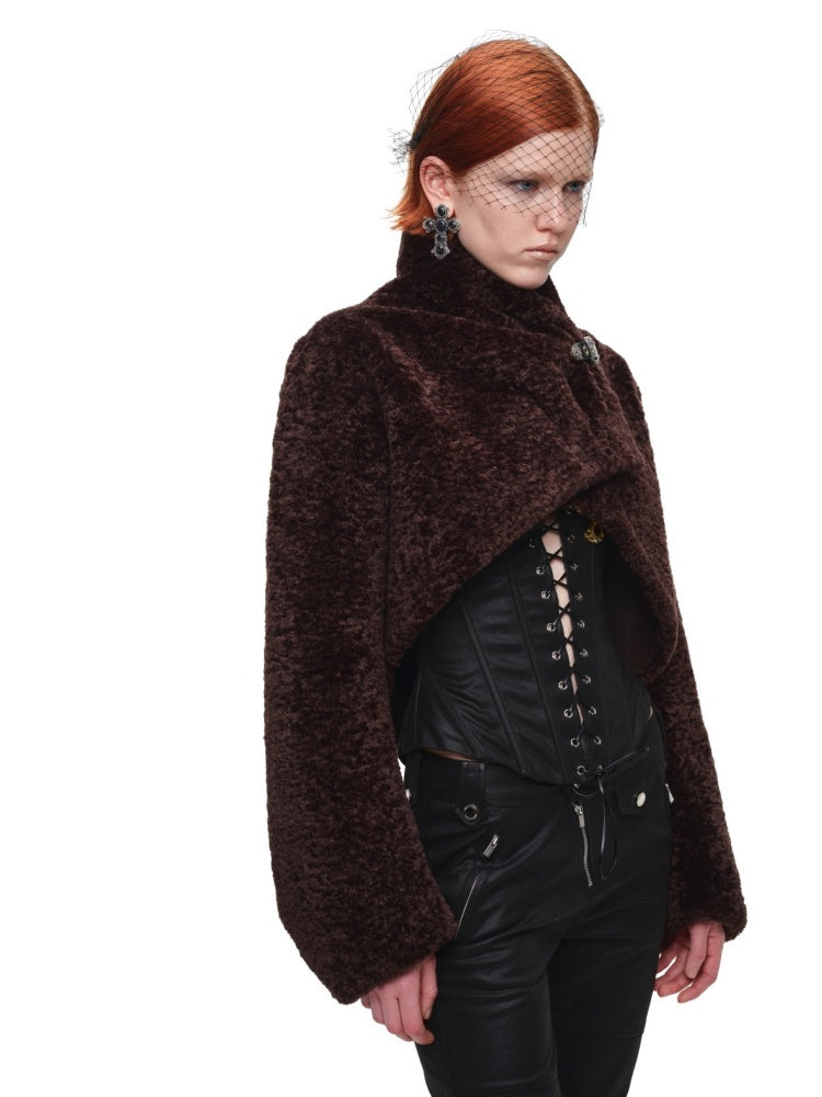 Retro Leopard Print Shorts Belted Long-Sleeve Fur Jacket【s0000018640】