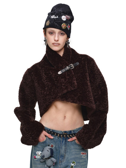 Retro Leopard Print Shorts Belted Long-Sleeve Fur Jacket【s0000018640】
